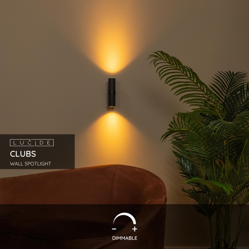 Lucide CLUBS - Nástenné bodové svietidlo / Nástenné svietidlo - 2xGU10 - Čierne